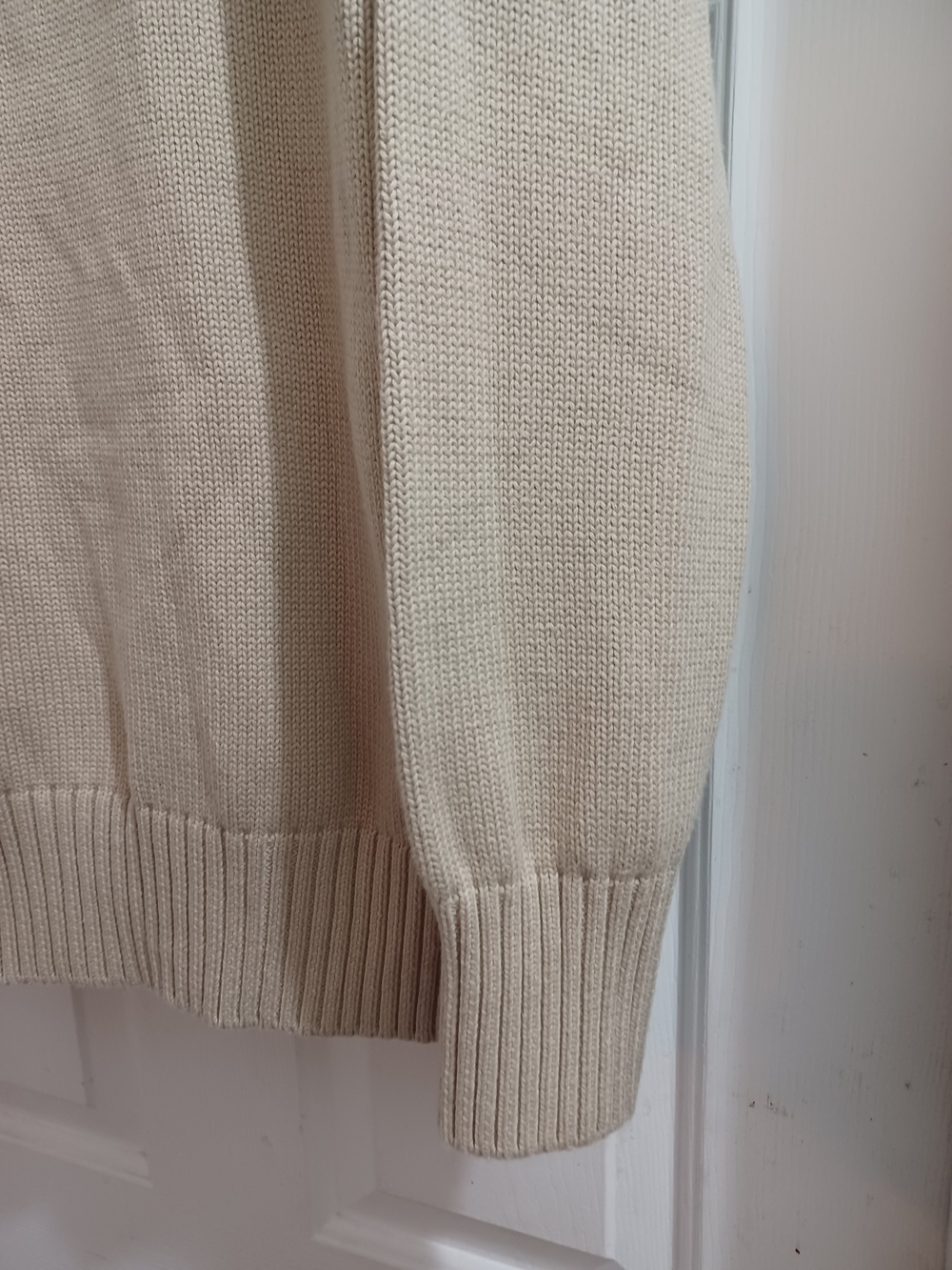 AMI Paris Beige Heart A Luxe Cotton Cardigan Sweater, L - Picture 7 of 10